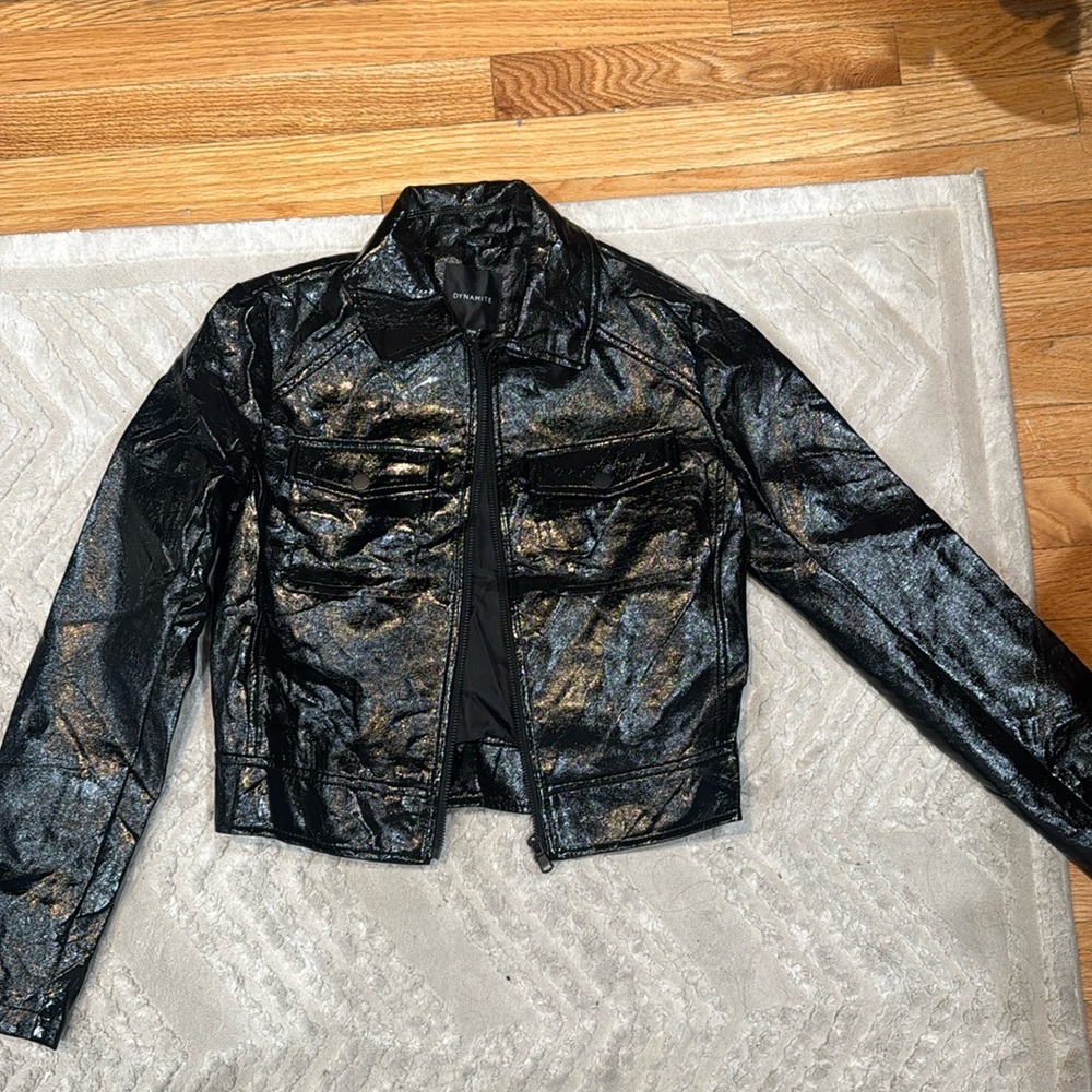 Black patent leather jacket